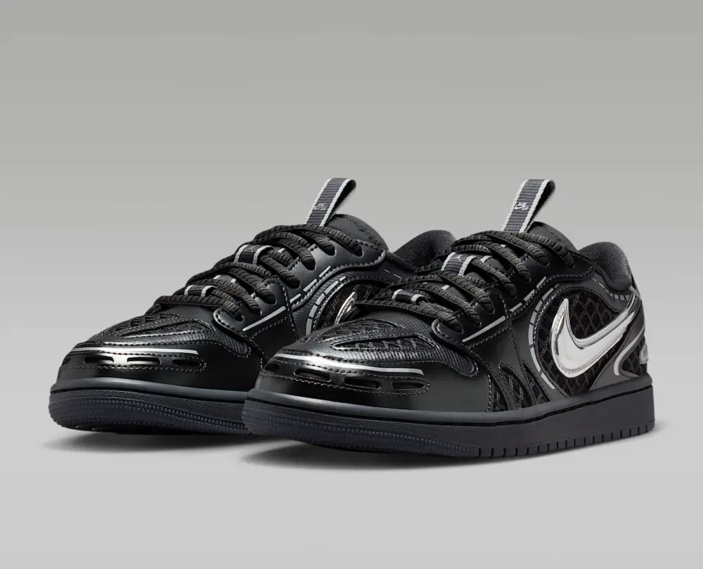 Giày Nike Jordan 1 Low ‘Black Metallic Silver’ HQ2186-001 - Ảnh 3
