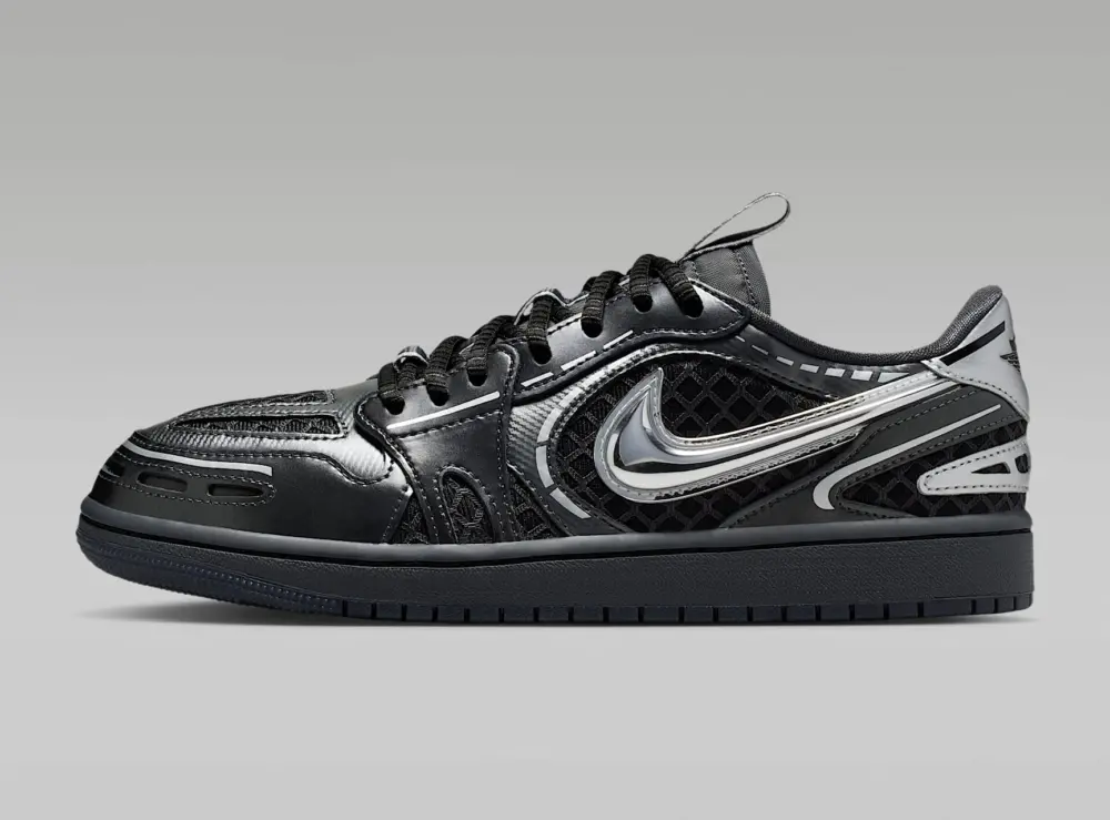 Giày Nike Jordan 1 Low ‘Black Metallic Silver’ HQ2186-001 - Ảnh 5