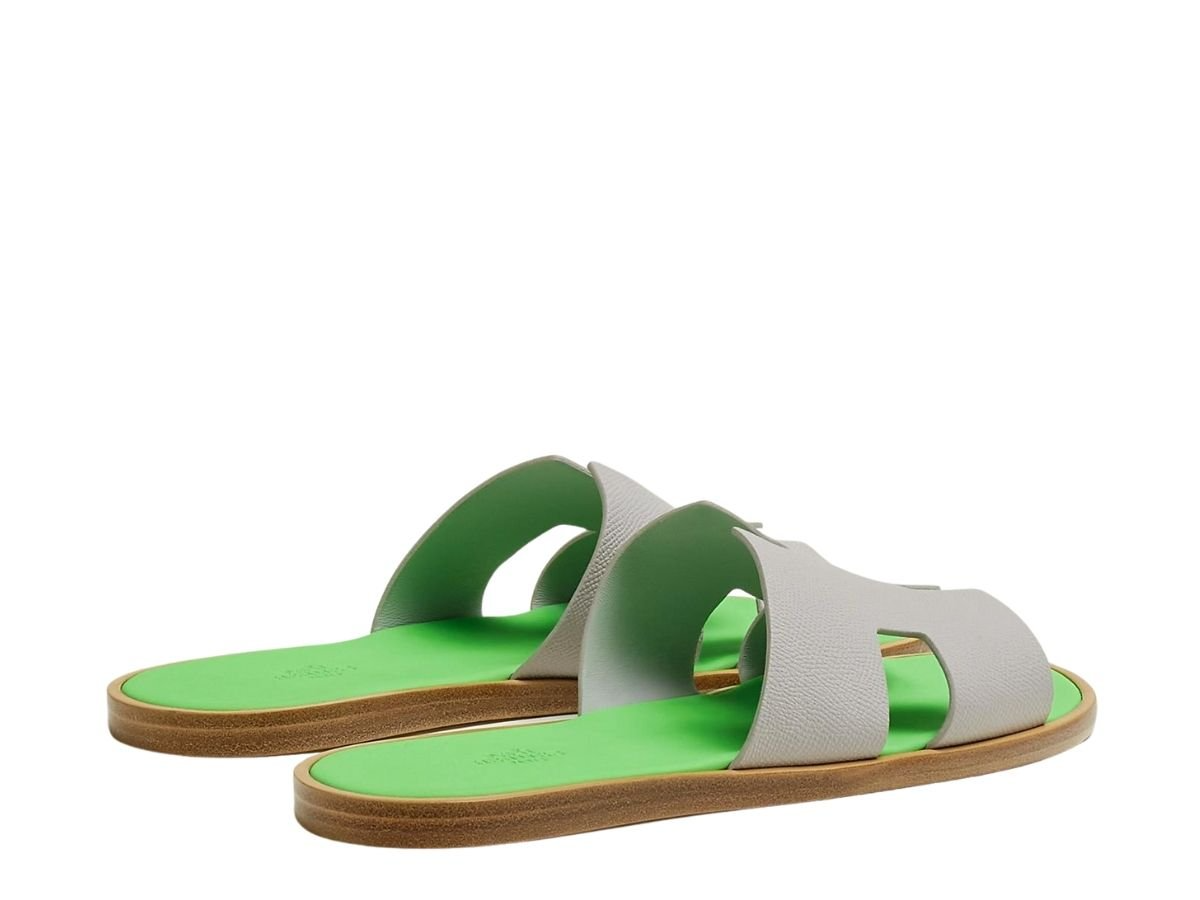 Alternative view of Dép Hermes Izmir Sandal 'Gris Quartz Vert Fluo' H221824ZHGV410