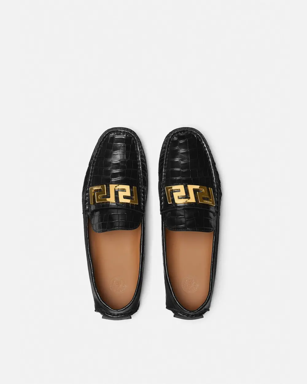 Giày Versace Greca Croc-effect Loafers 'Black' 1003793-1A00999-1B00V - Ảnh 4
