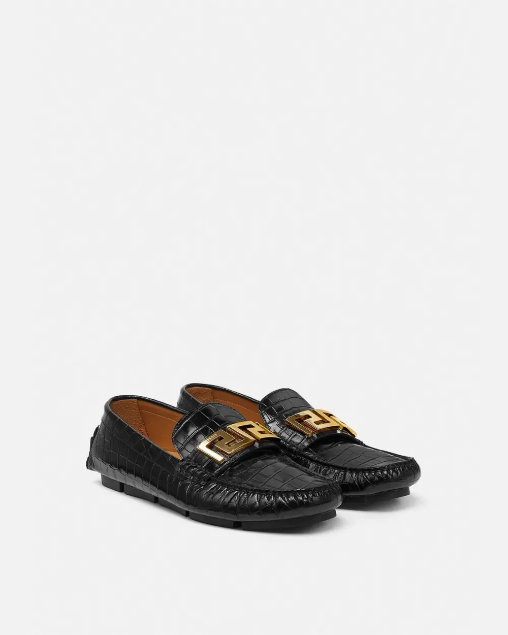 Giày Versace Greca Croc-effect Loafers 'Black' 1003793-1A00999-1B00V - Ảnh 3