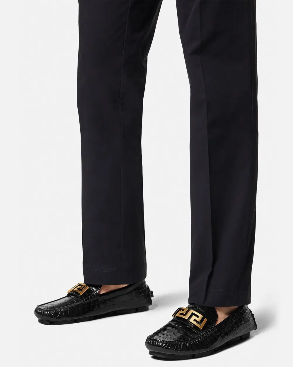 Alternative view of Giày Versace Greca Croc-effect Loafers 'Black' 1003793-1A00999-1B00V