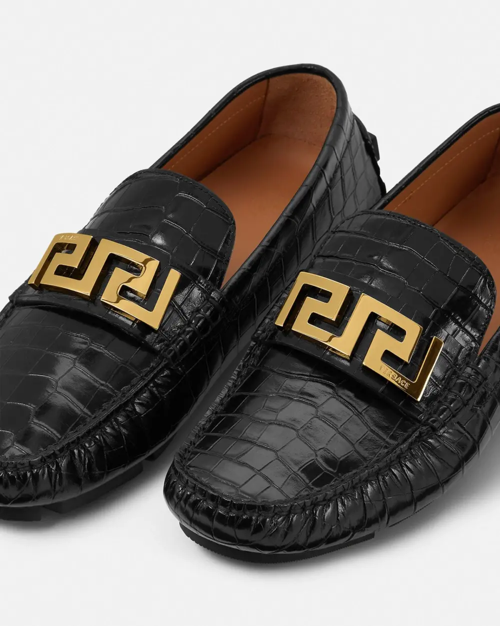 Giày Versace Greca Croc-effect Loafers 'Black' 1003793-1A00999-1B00V - Ảnh 5