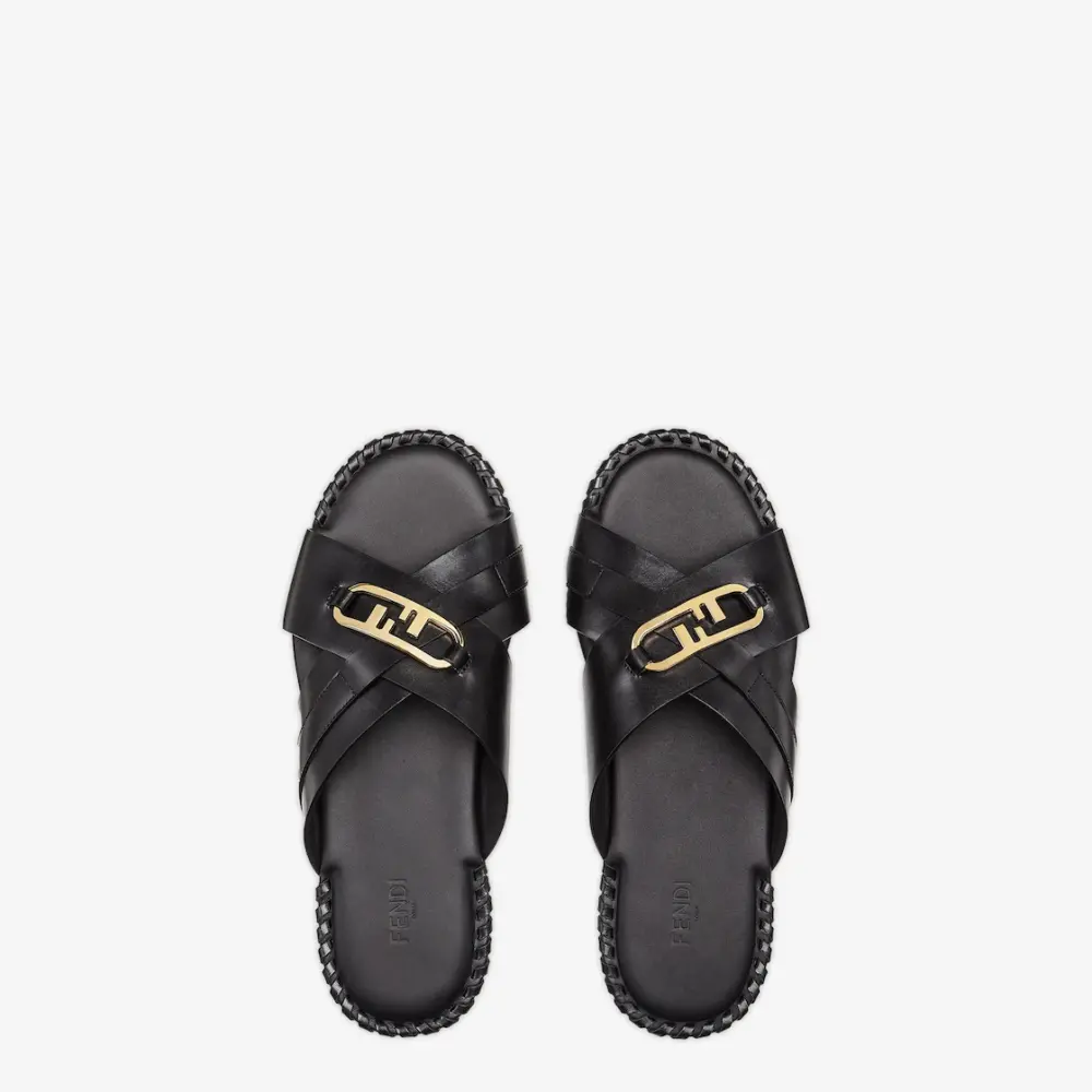 Dép Fendi Leather Sandals 'Black' 7X1585AK1TF0ABB - Ảnh 4