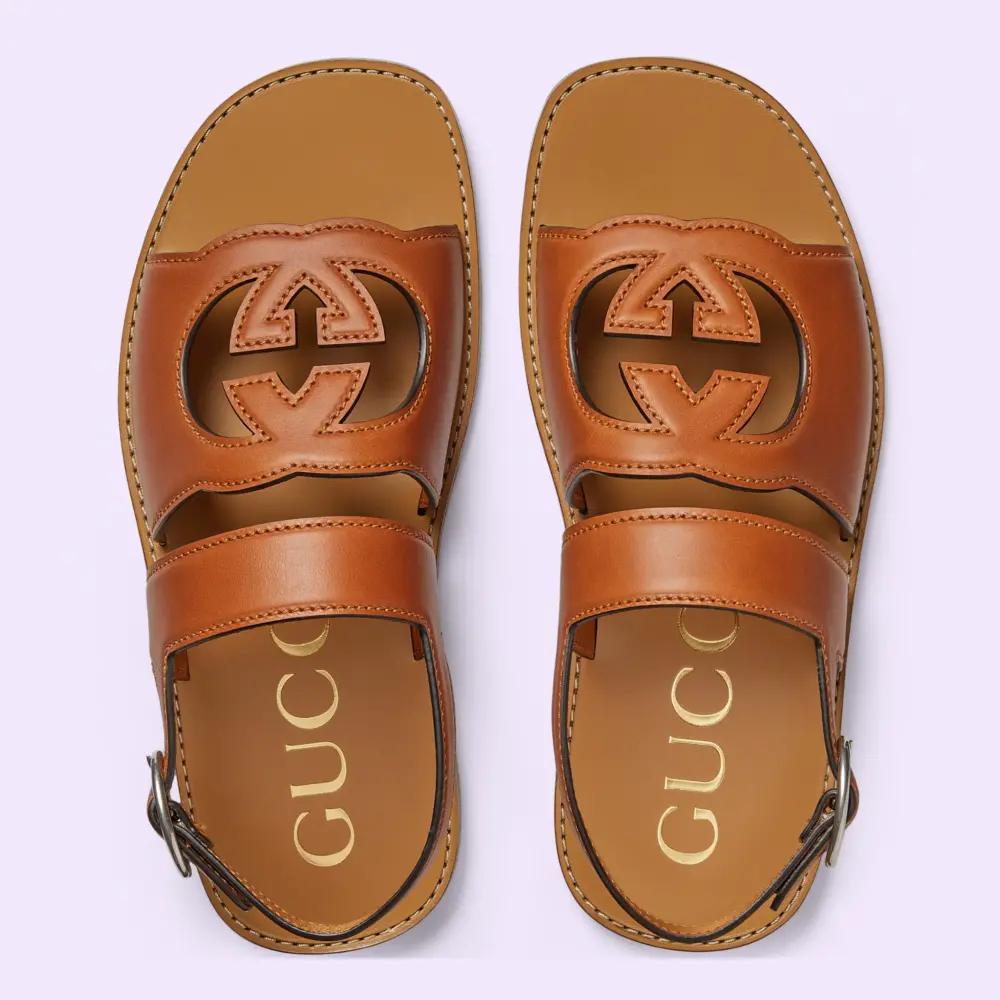 Dép Gucci Interlocking G Sandal 'Brown' 723627-US000-2176 - Ảnh 5