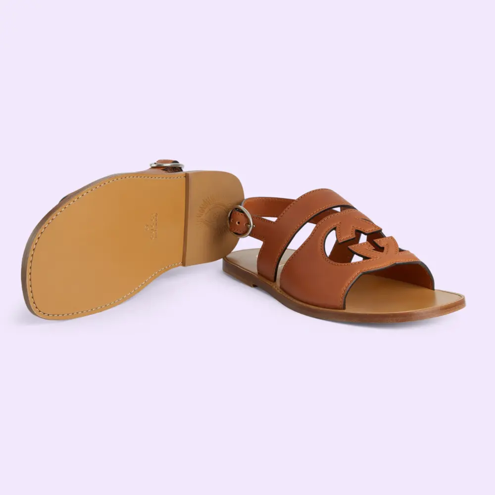 Dép Gucci Interlocking G Sandal 'Brown' 723627-US000-2176 - Ảnh 4