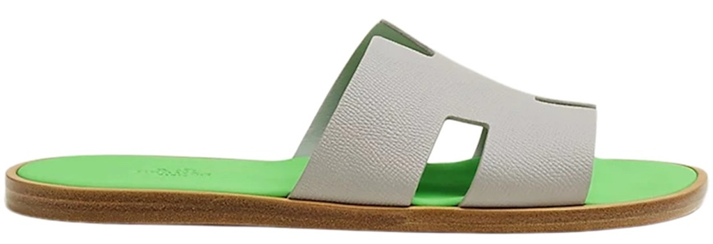 Dép Hermes Izmir Sandal 'Gris Quartz Vert Fluo' H221824ZHGV410