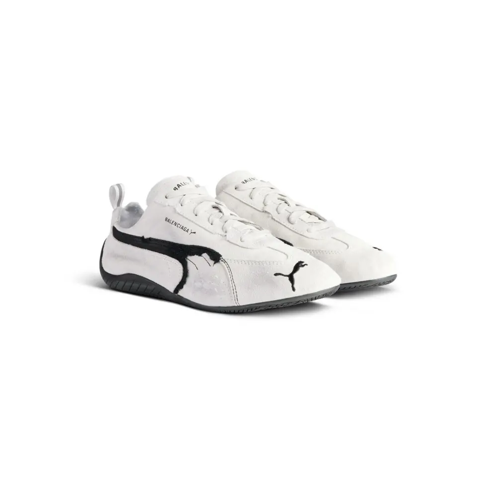 Giày Balenciaga Speedcat Suede 'White Black' 847146WSDSD9010 - Ảnh 4