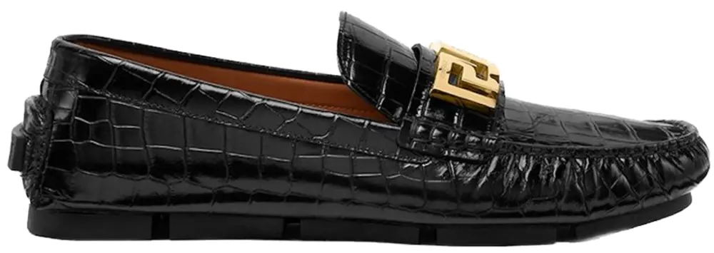 Giày Versace Greca Croc-effect Loafers 'Black' 1003793-1A00999-1B00V
