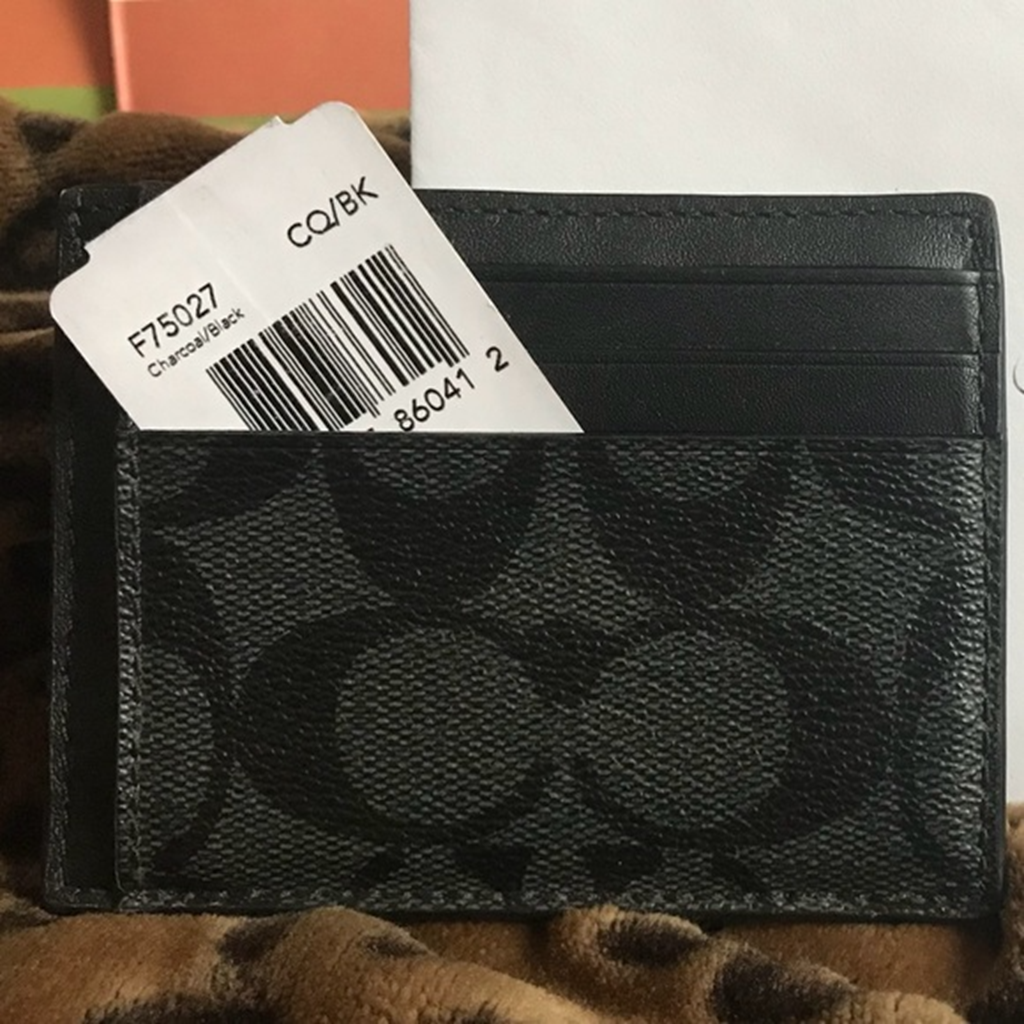Ví Coach Slim ID Card Case In Signature Canvas Black 805D5BKK2U - Ảnh 3