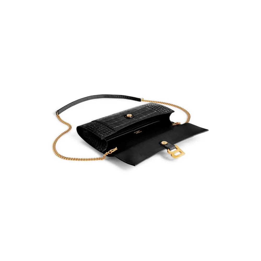 Ví Balenciaga Hourglass Pochette 'Black' 8345022ABLU1000 - Ảnh 5