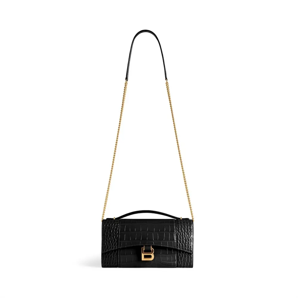 Ví Balenciaga Hourglass Pochette 'Black' 8345022ABLU1000 - Ảnh 4