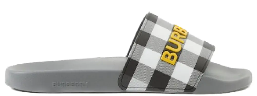 Dép Burberry Logo Detail Check Slides 'Storm Grey' 80629581