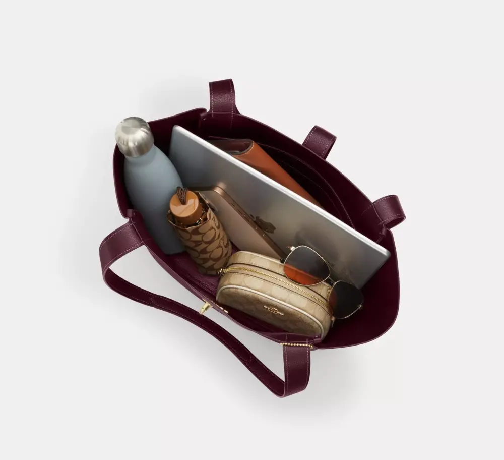 Túi Coach Hadley Turnlock Tote Bag 'Dark Wine' CAL17-IMORX - Ảnh 5