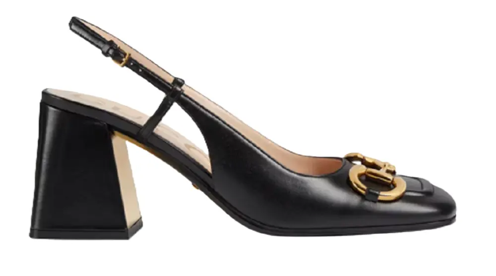 Giày Gucci Mid Heel Slingback With Horsebit Leather 'Black' 643892-C9D00-1000
