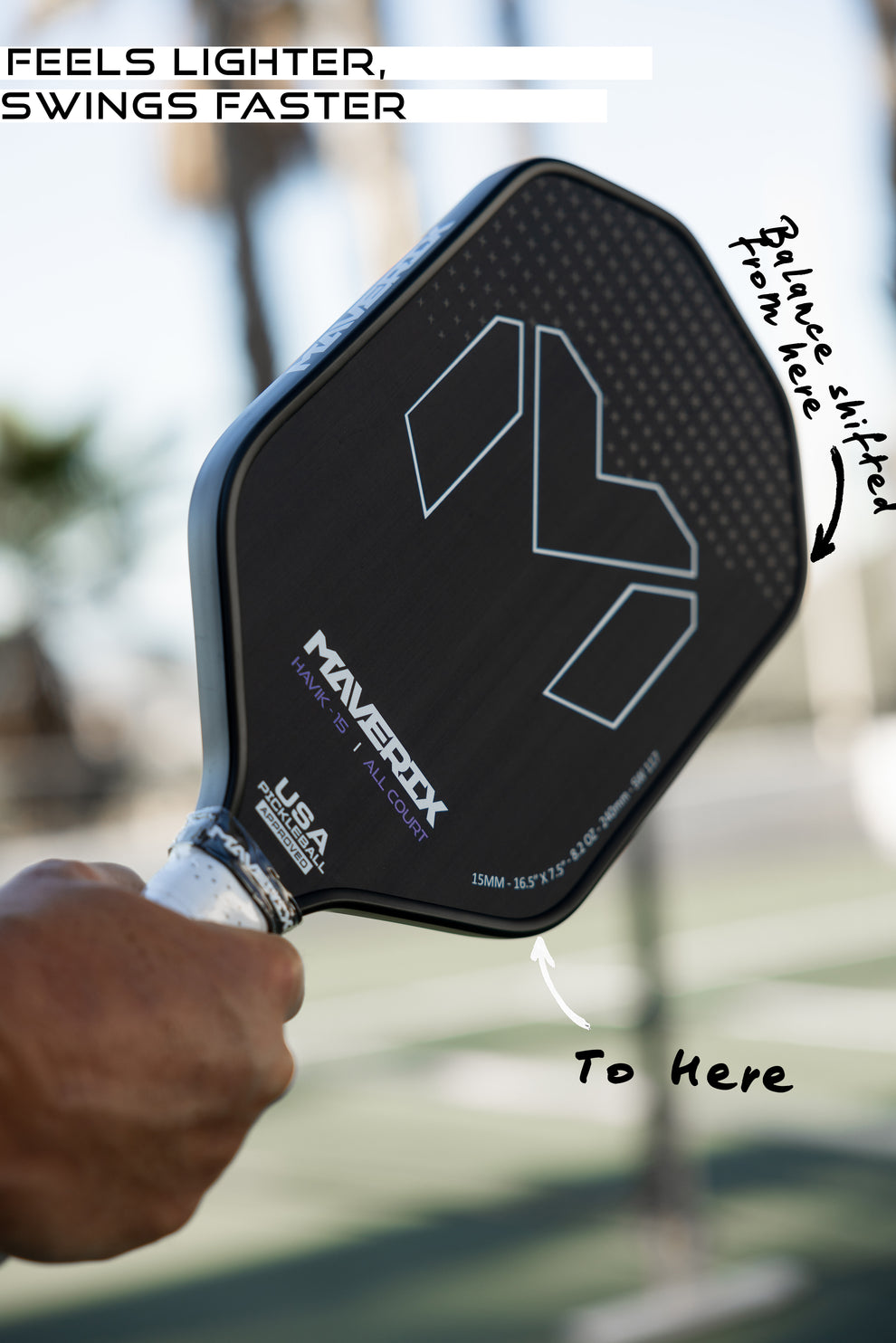 Alternative view of Vợt Pickleball Maverix Havik - 15 ALL COURT 15mm 'Black'