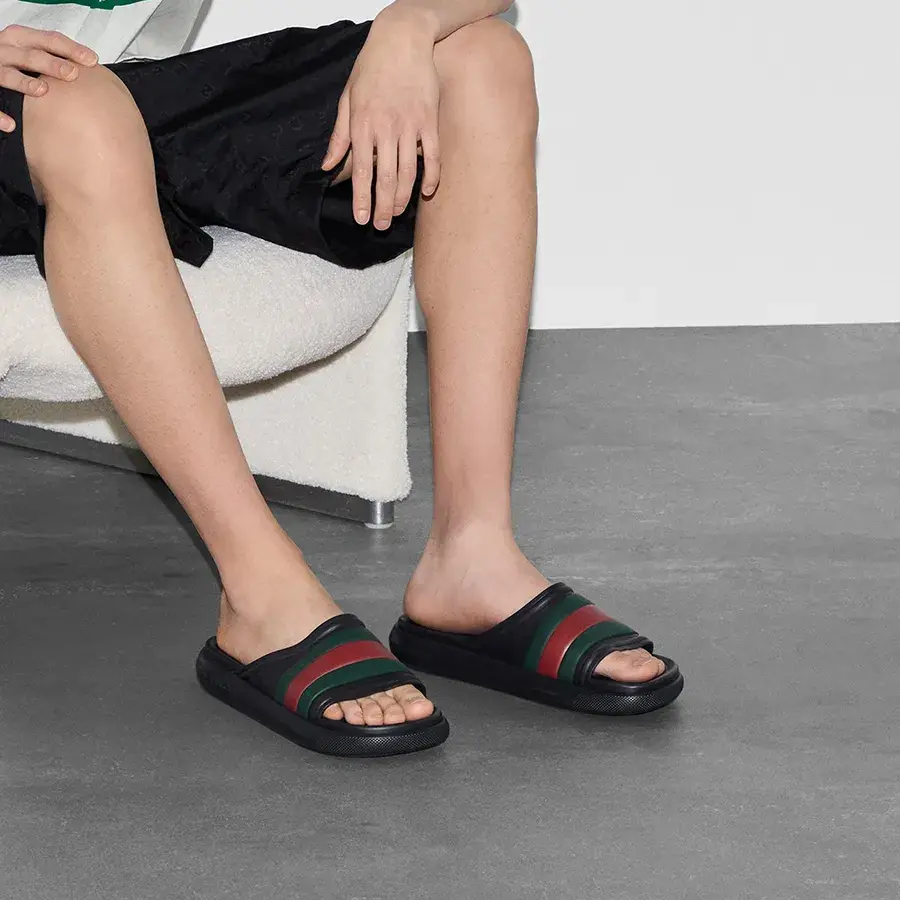 Dép Gucci Web Slide Sandal 'Black' 780286-J8700-1025 - Ảnh 2