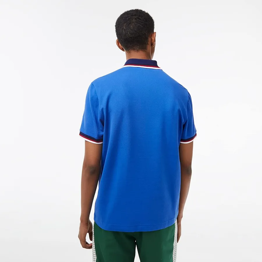 Áo Polo Lacoste Stretch Cotton Piqué 'Blue' PH3461-10-KXB - Ảnh 3