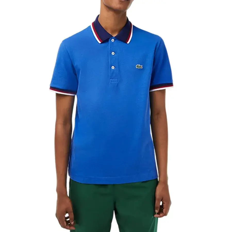 Áo Polo Lacoste Stretch Cotton Piqué 'Blue' PH3461-10-KXB - Ảnh 2