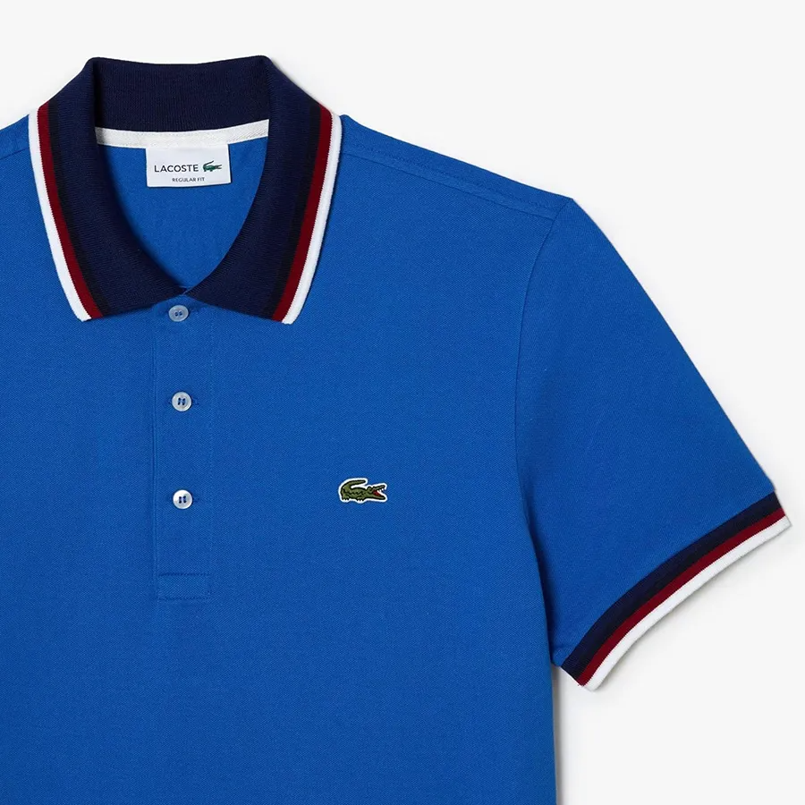 Áo Polo Lacoste Stretch Cotton Piqué 'Blue' PH3461-10-KXB - Ảnh 5