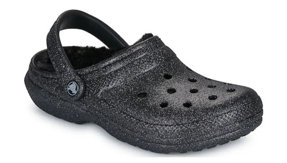 Alternative view of Dép Crocs Sabots Classic Fuzz Lined Glitter 'Black' 211928-001