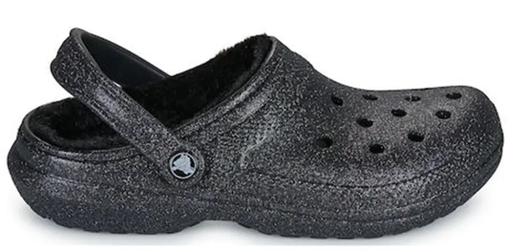 Dép Crocs Sabots Classic Fuzz Lined Glitter 'Black' 211928-001