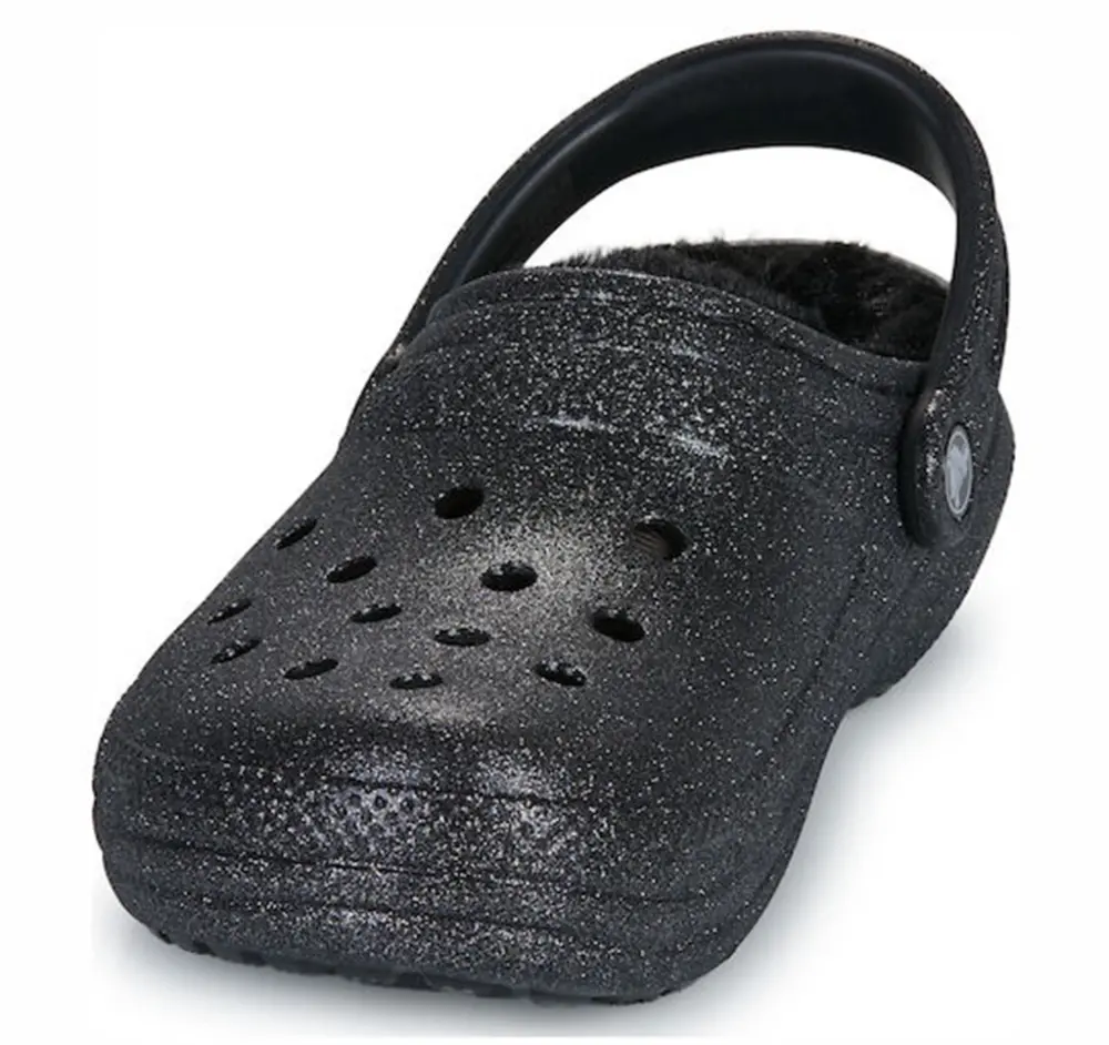 Dép Crocs Sabots Classic Fuzz Lined Glitter 'Black' 211928-001 - Ảnh 3