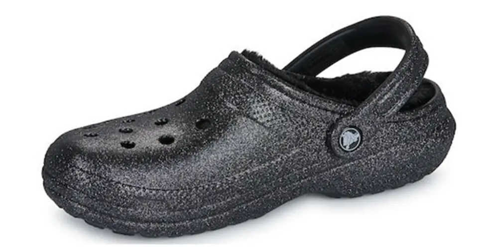 Dép Crocs Sabots Classic Fuzz Lined Glitter 'Black' 211928-001 - Ảnh 4