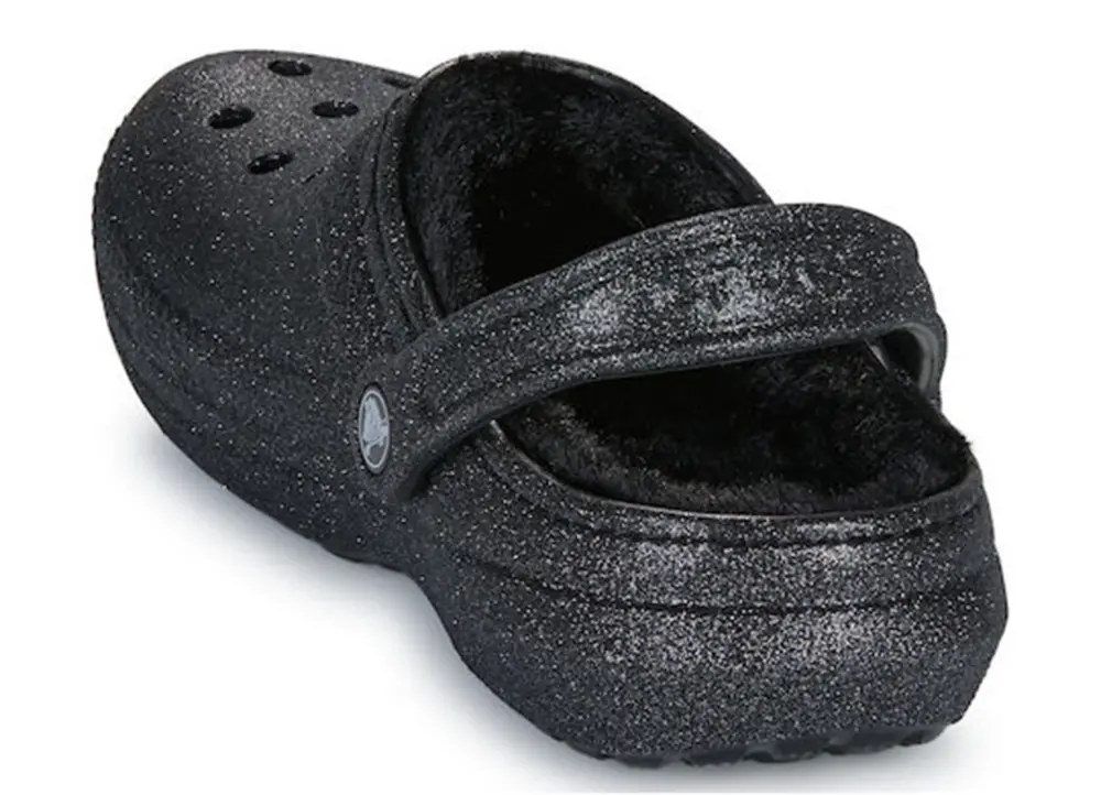 Dép Crocs Sabots Classic Fuzz Lined Glitter 'Black' 211928-001 - Ảnh 7