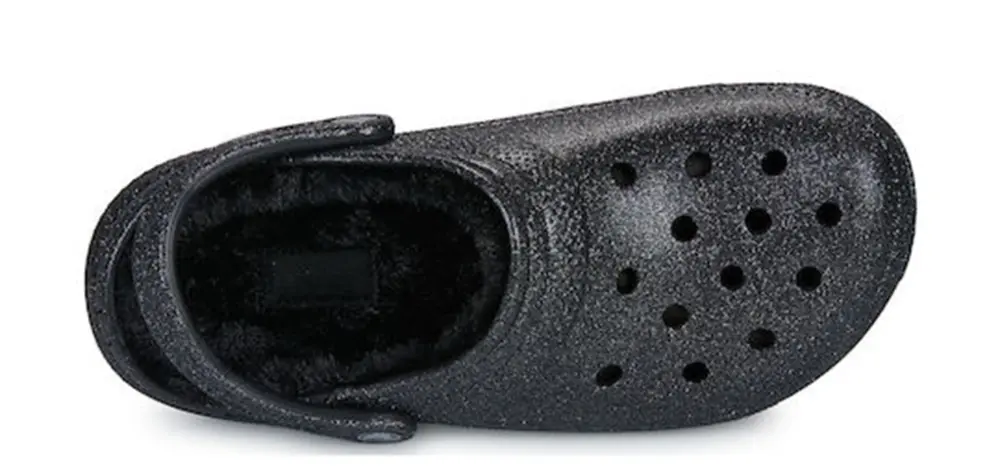 Dép Crocs Sabots Classic Fuzz Lined Glitter 'Black' 211928-001 - Ảnh 6