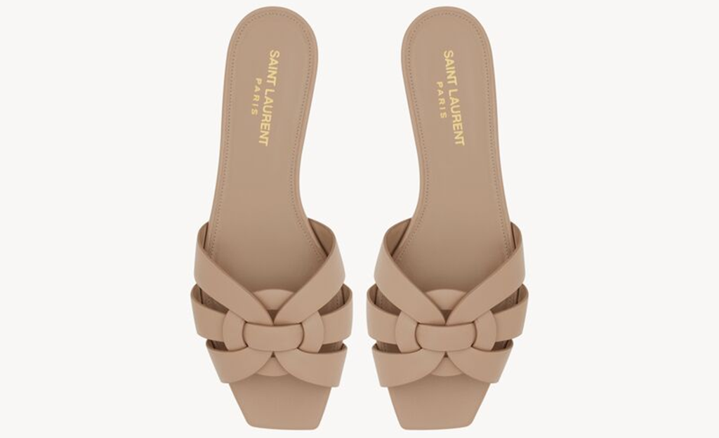 Alternative view of Dép Saint Laurent Tribute Mules In Smooth Leather 'Beige' 572761AAAAH2721