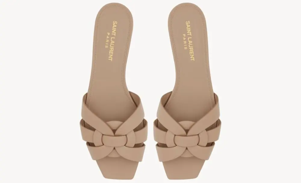 Alternative view of Dép Saint Laurent Tribute Mules In Smooth Leather 'Beige' 572761AAAAH2721