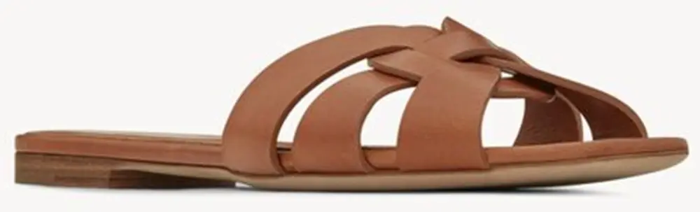Dép Saint Laurent Tribute Mules In Smooth Leather 'Amber' 571952BDA002206 - Ảnh 3