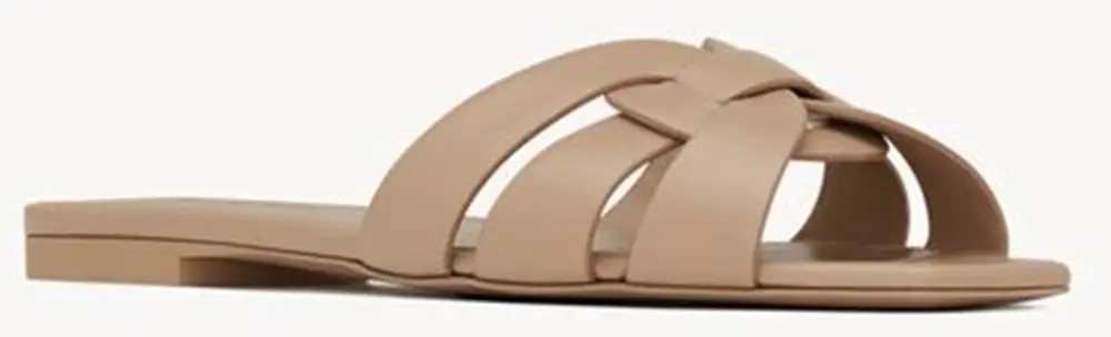 Dép Saint Laurent Tribute Mules In Smooth Leather 'Beige' 572761AAAAH2721 - Ảnh 3