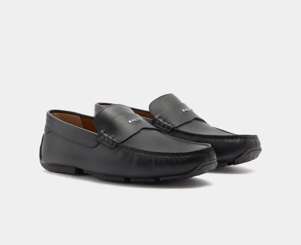 Giày Nam Bally Pilot Driver Leather 'Black' 6312235 - Ảnh 5