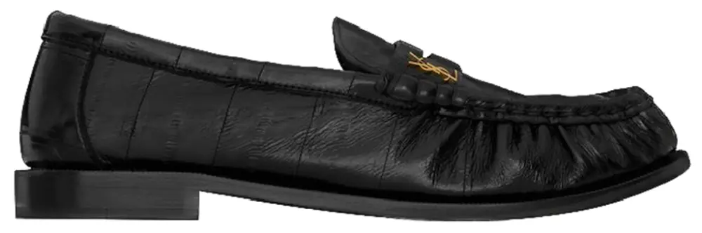 Giày Saint Laurent Le Loafer Penny Slippers In Eel 'Black' 7668790WXAK1000