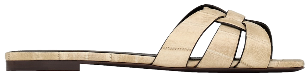 Dép Saint Laurent Tribute Mules In Eel 'Ivory' 7485760WX009208