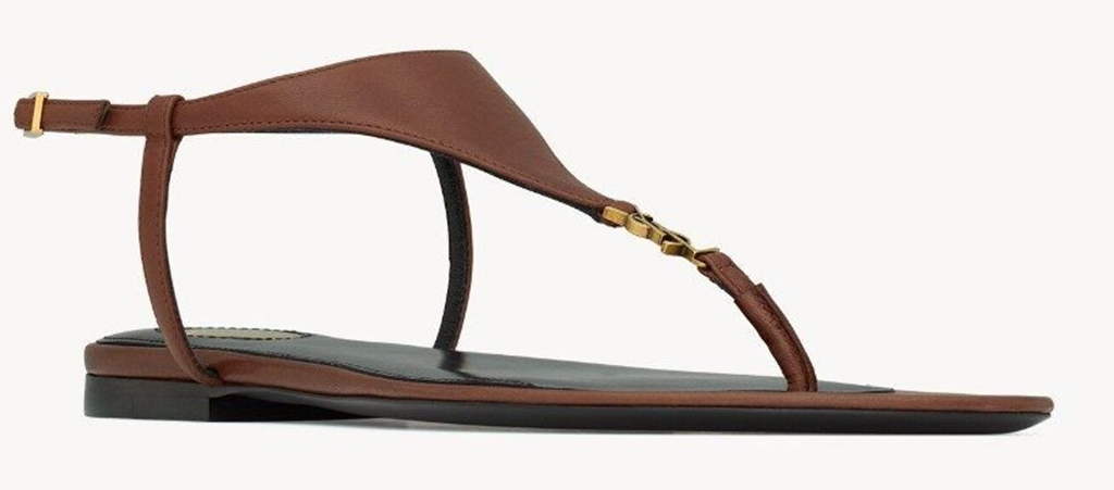 Dép Saint Laurent Cassandra Sandals 'Brown' 841570AADF02603 - Ảnh 3
