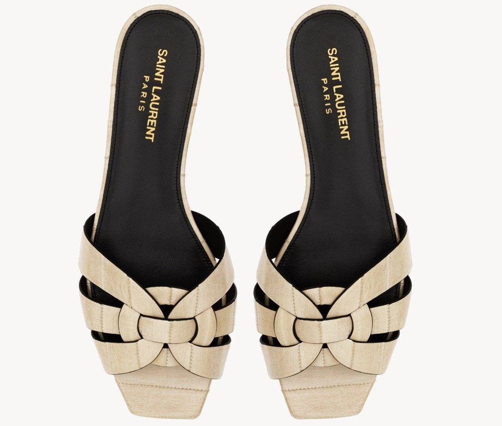 Alternative view of Dép Saint Laurent Tribute Mules In Eel 'Ivory' 7485760WX009208