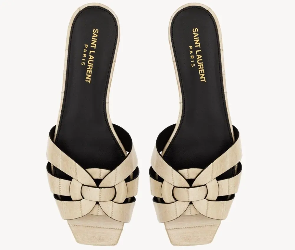 Alternative view of Dép Saint Laurent Tribute Mules In Eel 'Ivory' 7485760WX009208