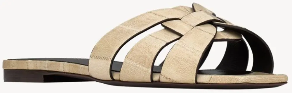 Dép Saint Laurent Tribute Mules In Eel 'Ivory' 7485760WX009208 - Ảnh 3