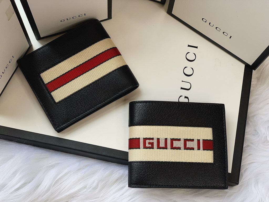 Ví Gucci Logo Stripe Leather 'Black' 408826-CWGRN-1094 - Ảnh 4