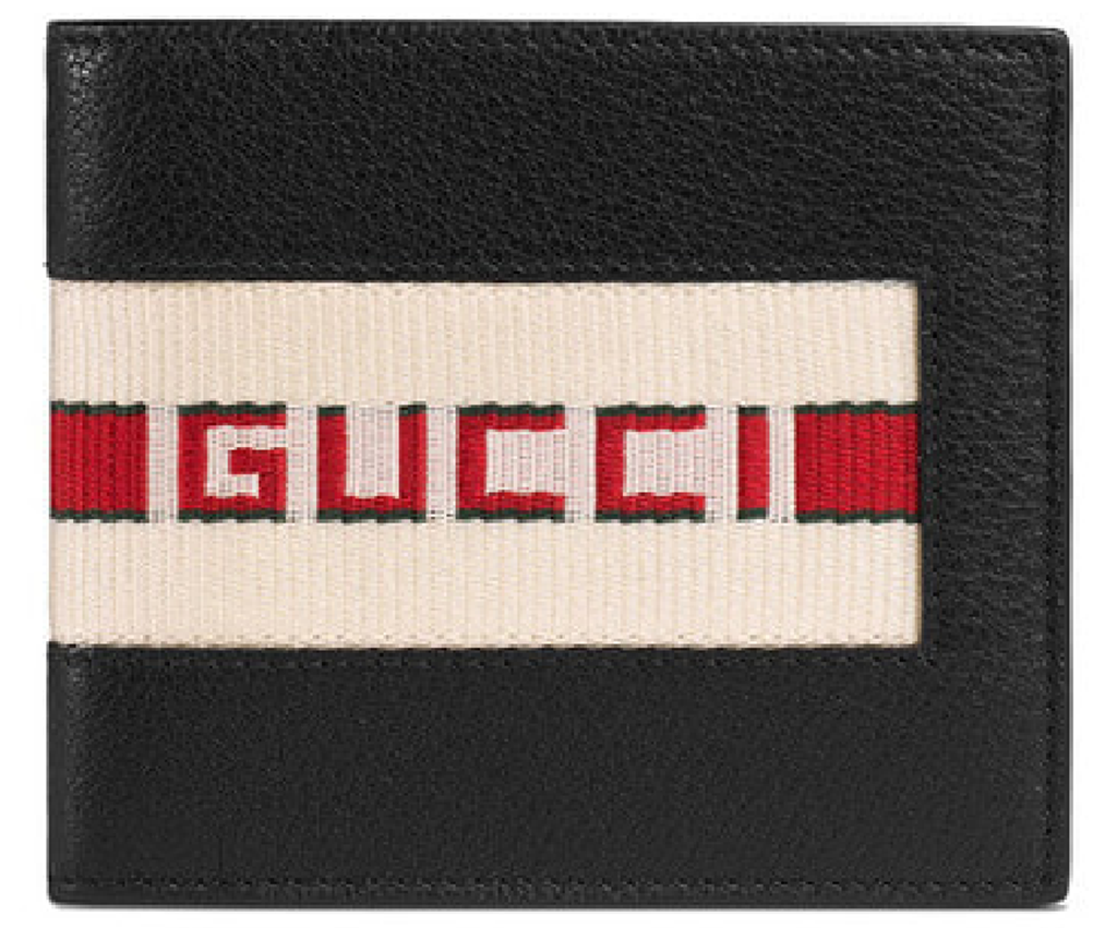 Ví Gucci Logo Stripe Leather 'Black' 408826-CWGRN-1094