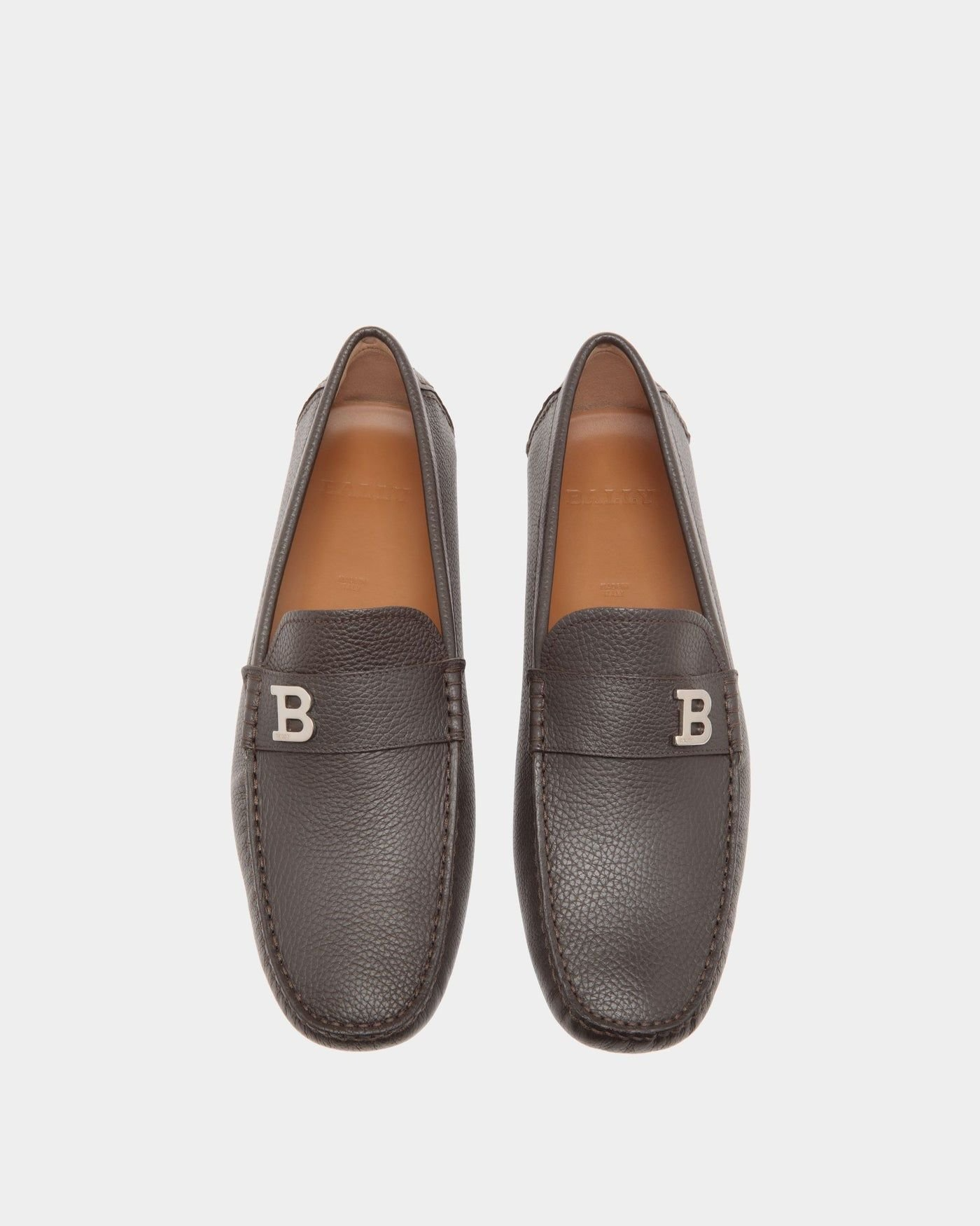 Giày Bally Driver Grained Leather 'Brown' 6301193 - Ảnh 4