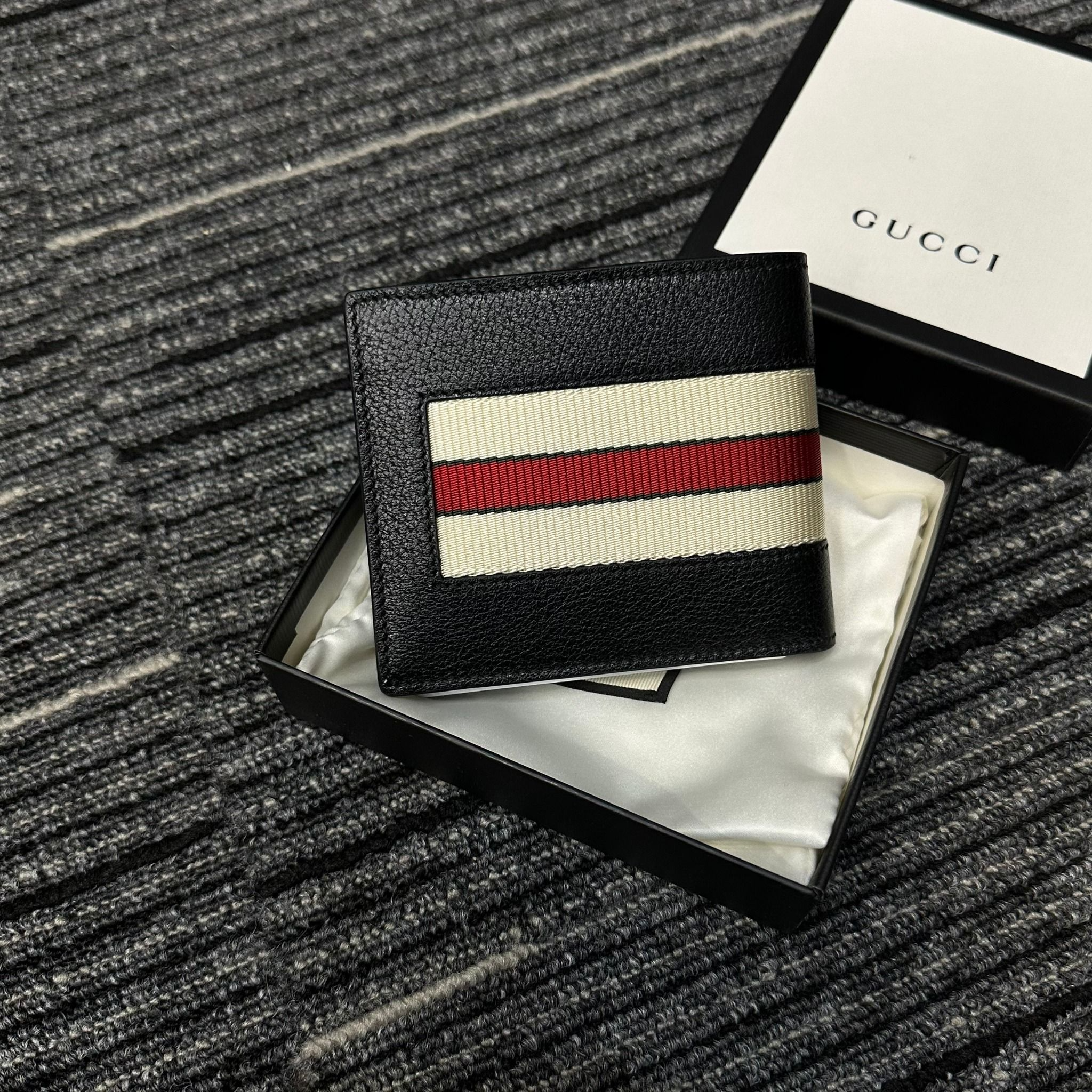 Ví Gucci Logo Stripe Leather 'Black' 408826-CWGRN-1094 - Ảnh 5