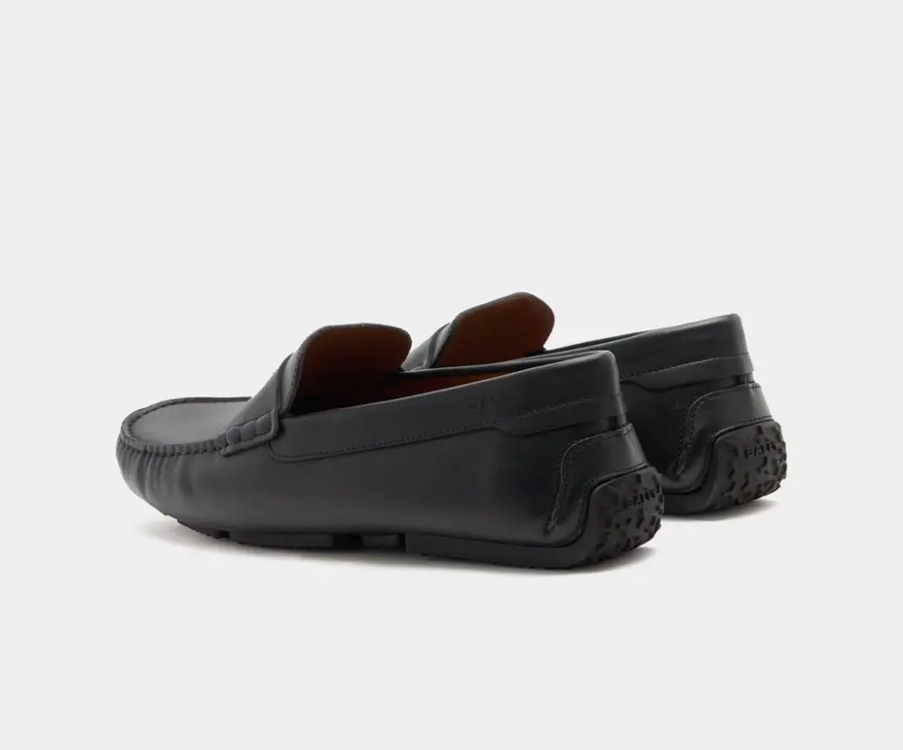 Giày Nam Bally Pilot Driver Leather 'Black' 6312235 - Ảnh 4