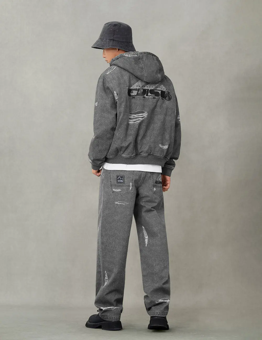 Quần Evisu Distressed Print Pants 'Black' 2EAGNM5PT5067RXCT - Ảnh 3
