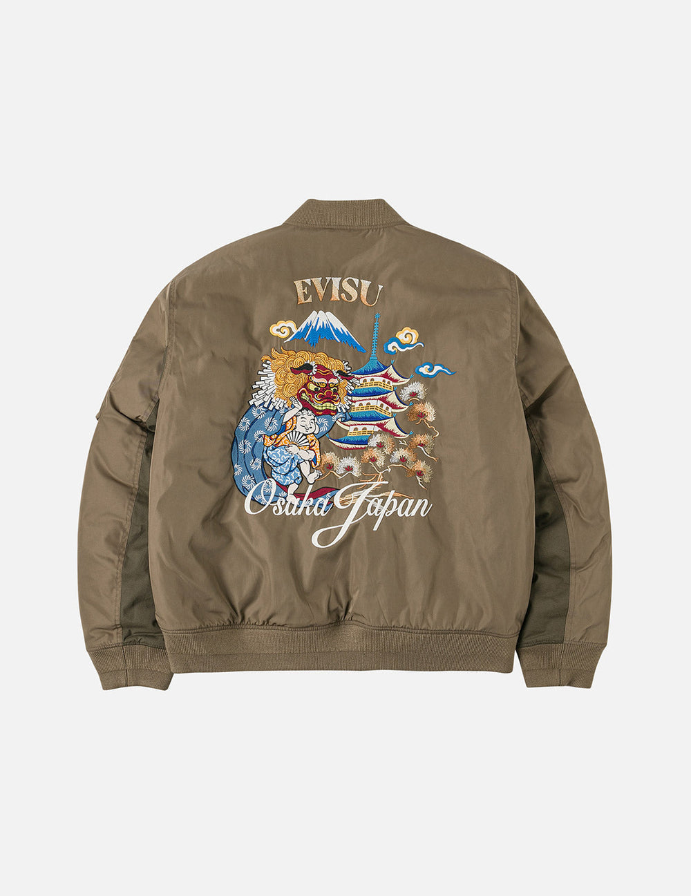 Alternative view of Áo Evisu Logo and Godhead Lion Dance Embroidery Bomber Jacket 'Brown' 2EAHTM5JK1029RXYQ
