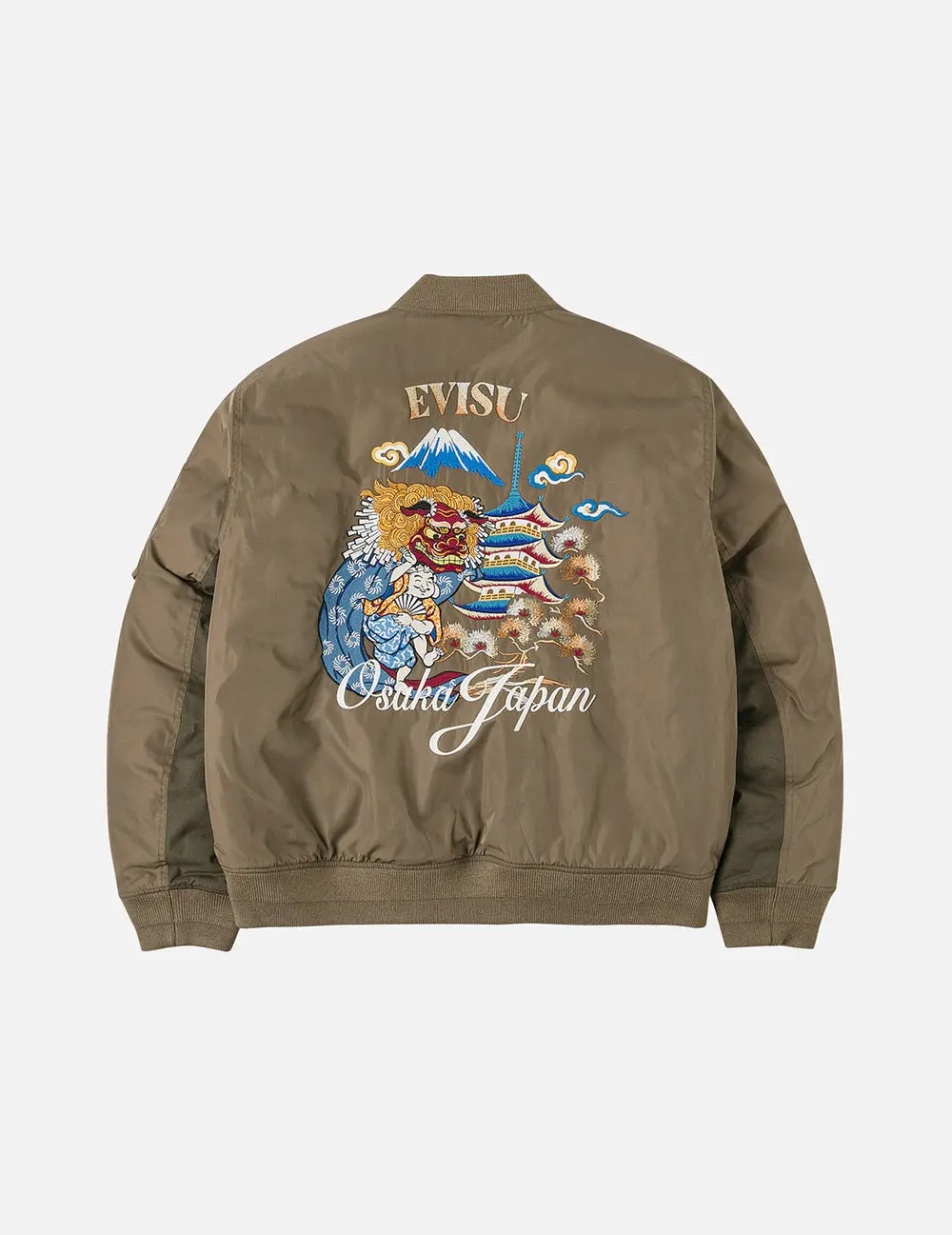 Alternative view of Áo Evisu Logo and Godhead Lion Dance Embroidery Bomber Jacket 'Brown' 2EAHTM5JK1029RXYQ