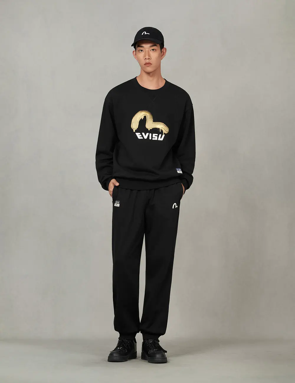 Quần Evisu Daruma and Wheel of Wisdom Daicock Print Sweatpants 'Black' 2EAHTM5SP1230STCT - Ảnh 5
